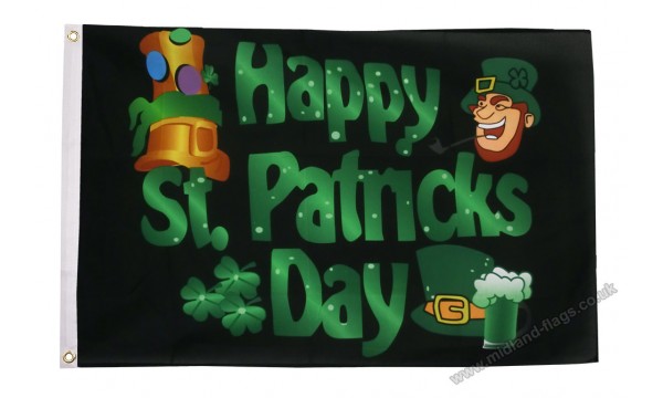Happy St Patricks Day (black) Flag